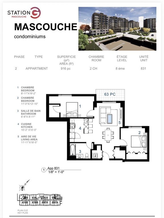Appartement   4½- 831-1433 Av. De La Gare, Mascouche