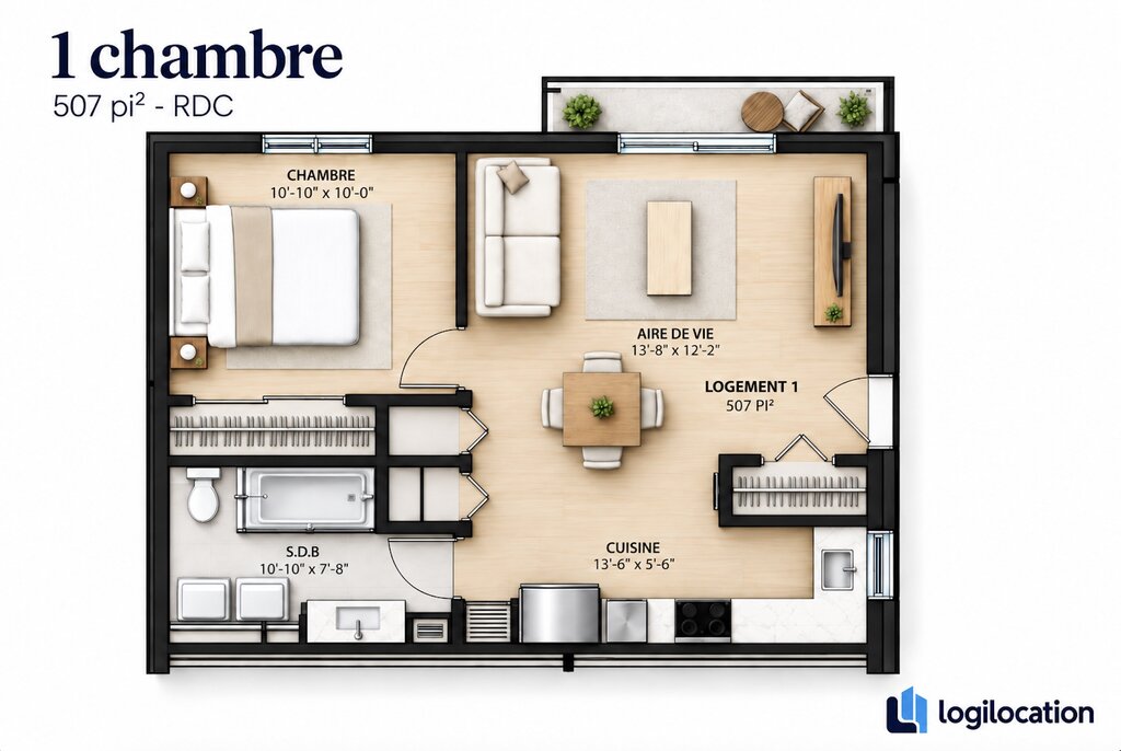 Appartement 
                3½- 480 Moissons, Saint-Lambert-de-Lauzon